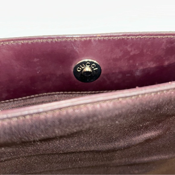 Gucci Dark Purple Satin Shoulder Bag with Bamboo Handle Vintage 1990s - Picture 9 of 13